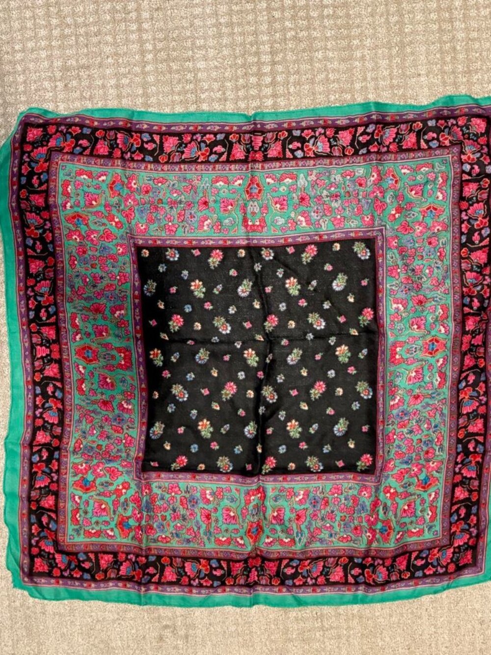 Multi-Color Floral Square Scarf